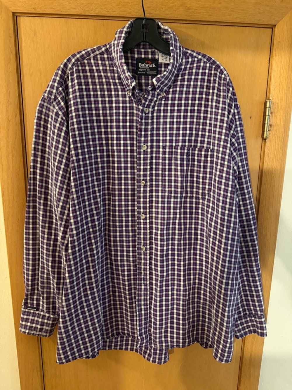 Bulwark Protective Apparel Men’s Plaid Button Down Shirt Made in USA Size XL